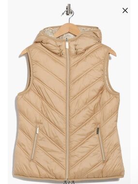 Michael Kors Beige and Brown Printed Lined Jacket